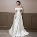 French Style Light Wedding Dress Elegant Bride Vintage 2026 New Off-Shoulder Engagement White Gown_ecoleips.com