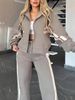 2024 European And American Fashion Cross-Border Autumn Foreign Trade Y2K Striped Zipper Top Jacket Sports Suit_ecoleips.com