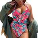 One Piece Bikini Swimwear Halter Neck Print Pleated New Export Style For Women D832R_ecoleips.com