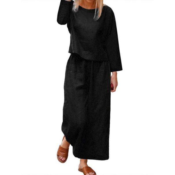 Women's Clothing Autumn And Winter Wide Leg Trousers Suit Solid Color Casual Temperament Two Piece Suit_ecoleips.com