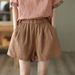 Suitable For All Seasons Summer Women's White Loose 2025 New Cotton Linen Plus Size Casual Shorts_ecoleips.com