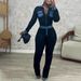 Women’s Clothing Women's Fashion Slim Denim Splicing Multi Breasted Sexy High Waist Suit_ecoleips.com