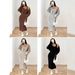Women's Autumn Ribbed Knit Drop Shoulder Button Down Jacket And Fitted Midi Dress Set New Style_ecoleips.com