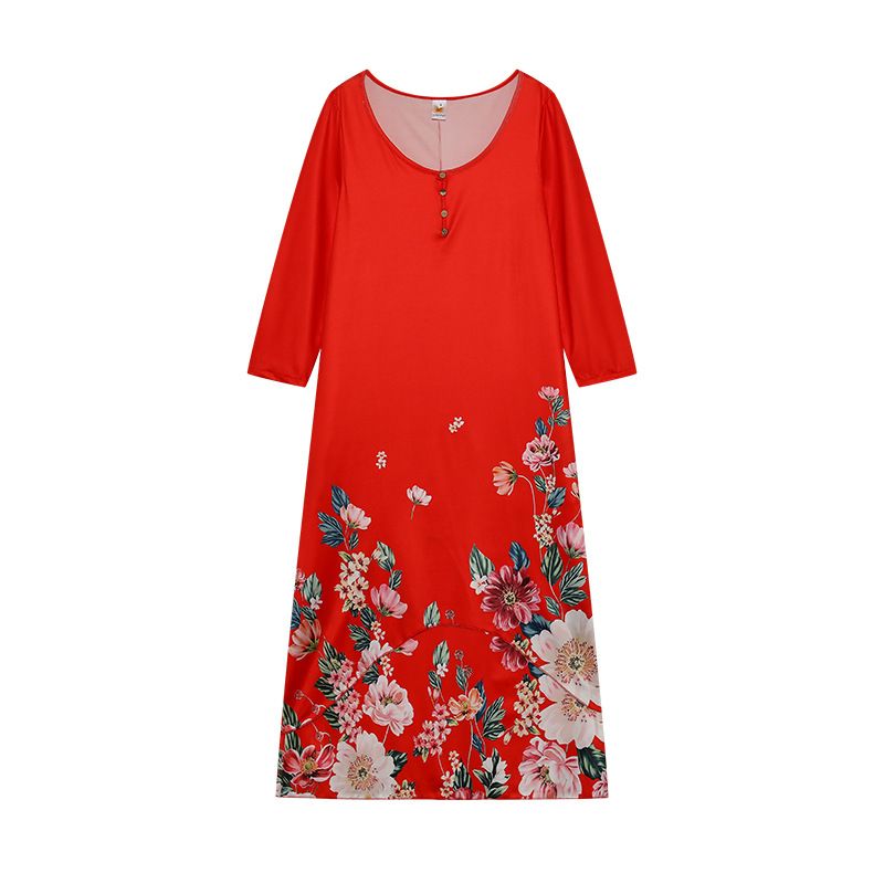 Women's Long Sleeve Floral Print Midi Dress – Asymmetrical Hem Casual Boho Fall Dress 2026_ecoleips.com