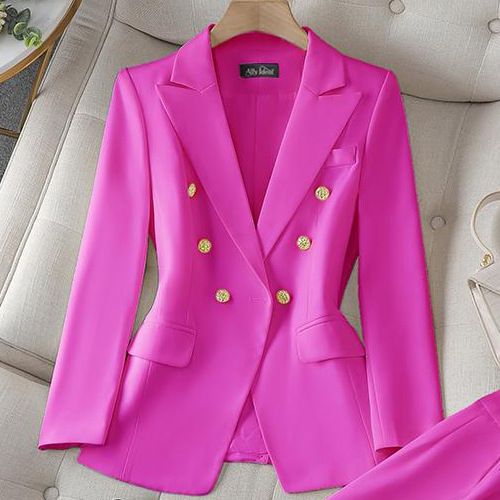 slimfit black blazer & pants set for petite women spring office wear, tailored twopiece suit, profional & chic outfit_ecoleips.com