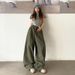 Melard Military Green Scythe Jeans For Women, Summer 2025 New Spring Collection, Relaxed And Casual Wide-Leg Cargo Pants_ecoleips.com