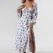 Women's Clothing Printed French Floral Backless Slim Sling Slit Dress_ecoleips.com