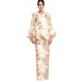 Floral Print Two Piece Set For Women Bell Sleeve Beaded Top With Slim Fit Long Skirt Irregular Layered Muslim Fashion Suit_ecoleips.com