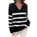 DiYun European And American Vacation Casual Style Striped Long-Sleeve Women's Sweater 2025 Spring/Summer_ecoleips.com