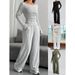 Women's Autumn Winter High-Neck Knit Sweater & Lounge Pants Set – Soft Polyester-Spandex Blend, Loose Fit, Casual Elegance_ecoleips.com
