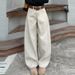 Women's High Waist Wide Leg Jeans Retro Curved Slimming Straight Leg Loose Fit Floor Length Pants Bright Gray Spring Autumn 2026_ecoleips.com