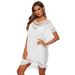 K Women's V-neck Crochet Patchwork Cover, Sexy Hollow Out Loose Beach Cover Dress_ecoleips.com