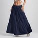 Women's Fashion 2025 New White Elegant Midi With Tie Loose Long Skirt For Women_ecoleips.com
