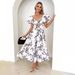 2025 Spring Summer New European And American Style Elegant Slim Fit Printed Puff Sleeve High-end Dress For Women_ecoleips.com