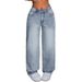 American Street Retro Ash Gray Washed Jeans For Women, Autumn And Winter Hot-Selling High-Waisted Loose Wide-Leg_ecoleips.com
