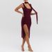 Sexy Women Sheer Mesh Patchwork Cowl Neck Sleeveless Slip Dress Open Back High Slit Slim Bodycon Party Dress_ecoleips.com