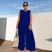 Spring/Summer Women's Casual Wide Leg Jumpsuit Solid Color Independent Website European And American Style 2025_ecoleips.com