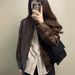 Aria Basics American Style Brown For Women Petite Spring And Autumn New Retro Stand Collar Short Motorcycle PU Leather Jacket_ecoleips.com