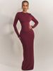 Mozision Long Sleeve High Waist Split Sexy Maxi Dress Women Elegant Autumn Winter With Zipper O Neck Bodycon Club Party Dress_ecoleips.com
