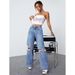 Vintage Distressed High-Waisted Flared Jeans For Women - Retro Wide Leg Palazzo Pants With Draping Effect_ecoleips.com