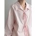 Luxi Korean Style Fresh And Elegant Design Lace-Up Shirt For Women Early Autumn New Niche Loose Top 3715_ecoleips.com