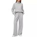 Women's Clothing Women's Two Piece Suits Oversized Half Zip Sweatshirt Wide Leg Sweatpants Casual Suit_ecoleips.com