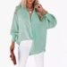 Striped Long Sleeved Loose Shirt Casual Women's New Pocket Shirt Top_ecoleips.com