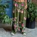 Suitable For All Seasons 2025 Wide-Leg Pants Loose Casual Pocket Red Rose Print Women's Fashion_ecoleips.com