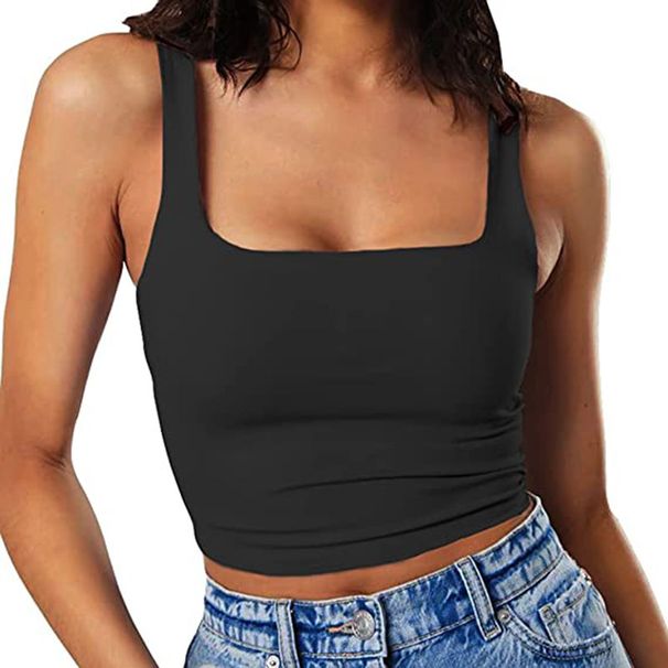 23 Spring/Summer New European And American Style Women's Solid Color Sexy Trendy Cropped Tank Top_ecoleips.com