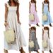 Summer New Style Women's Plaid Pleated Long Dress Sweet Square Neck American Clothing_ecoleips.com
