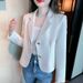 Short Blazer For Petite Women 2024 Spring Autumn New Fashionable And Elegant Small Suit With Unique Design_ecoleips.com
