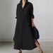 Women's Clothing Spring And Autumn Solid Color Long Sleeve Split Dress_ecoleips.com
