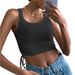 Women's Clothing Fashion Solid Color Short Round Neck Sleeveless Tops T Shirt_ecoleips.com