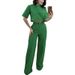 Women's Clothing Cotton And Linen Short Tops High Waist Wide Leg Suit Pants Women's Suit_ecoleips.com