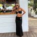 White Halter Neck Bikini Three Piece Set European American Style Sexy Swimsuit Long Dress Two Piece Solid Color Women's Clothing_ecoleips.com