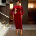plus Size Off-Shoulder Velvet Dress Gold Embroidery Slimming Waist Hollow Out Mid-Length Evening Gown For Women_ecoleips.com