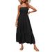 Women's Elegant Smocked Halter Backless Side Split Maxi Dress – Casual Chic Summer Gown 2026_ecoleips.com