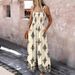 K Positioning Printed Women's New Suspender Pocket Jumpsuit Thin Wide Leg Pants_ecoleips.com