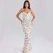 Summer Strapless Lace Dress for Women Sexy Printed Slim Waist European American Style Fashion_ecoleips.com