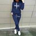 Women's Clothing Women's European American Style Sports Sweatshirt Set Casual Fashion Hooded Fleece Lined Two Piece Letter Print_ecoleips.com