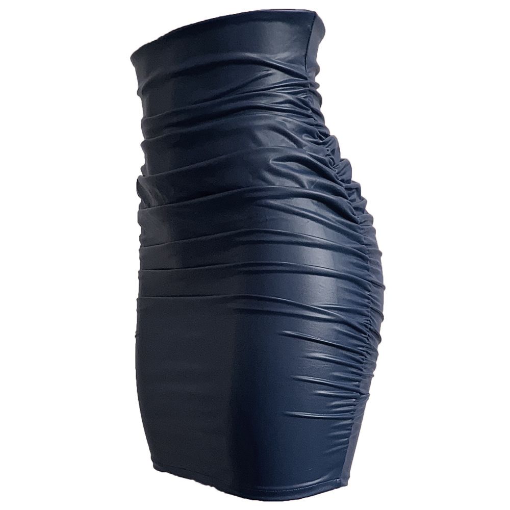 PU Leather Midi Plus Size Women Zipper Pleated Bodycon Skirt_ecoleips.com