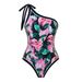 Women's Clothing New Fashion Sexy Swimsuit Female One Piece Triangle Oblique Shoulder Polyester Printed Lace Up Swimsuit_ecoleips.com