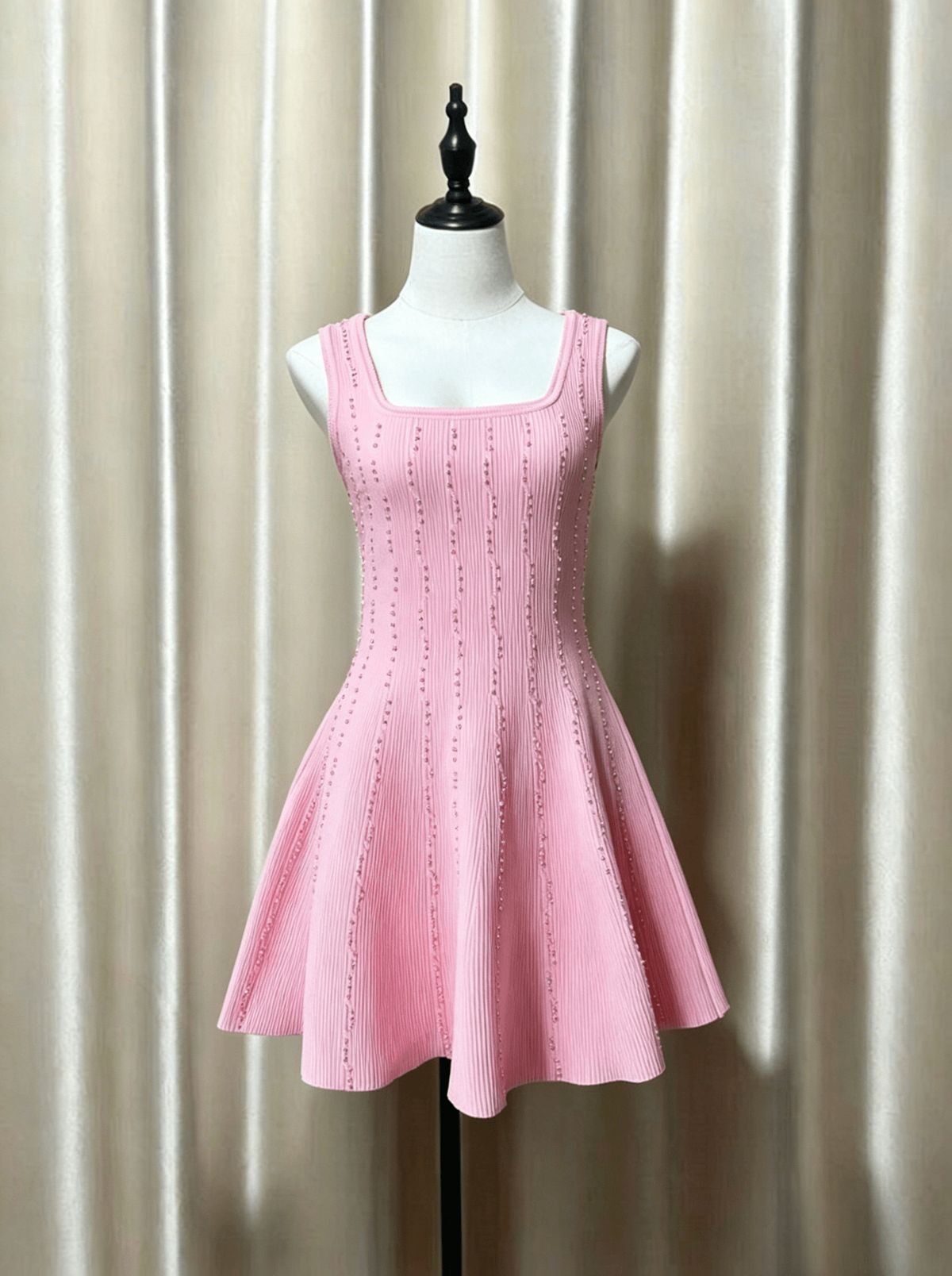 Inspired Beaded Slip Dress For Women Elegant Fitted A-Line Knit Spring Summer New_ecoleips.com