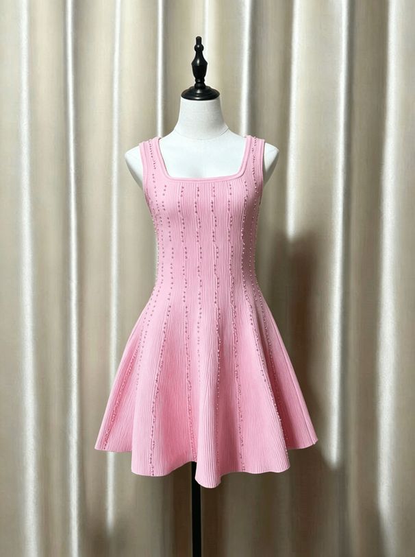 Inspired Beaded Slip Dress For Women Elegant Fitted A-Line Knit Spring Summer New_ecoleips.com
