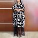 Women's Clothing Plus Size V Neck Tassel Printed Dress Loose Fitting Casual Maxi Evening Gown_ecoleips.com