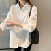 Pure White Oversized Shirt – Long-Sleeve Polo Collar Top For JK Fashion & Sun Protection (S-XXL, Wrinkle-Free Polyester)_ecoleips.com