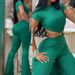 Women's clothing sexy round neck backless slim fit butt lift solid color bootcut jumpsuit sportswear_ecoleips.com