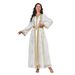 Women's Clothing Two Piece Embroidered Beaded Lace Robe Abaya Dubai Women's Long Skirt_ecoleips.com
