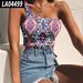 Aria Basics Aria Basics 2021 New European And American Style Foreign Trade Bohemian 3D Digital Print Off-Shoulder Tank Top T-Shirt_ecoleips.com