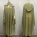 Verve Long Robe Muslim Shawl Hooded Cape Dress Batwing Sleeve Beaded Beige_ecoleips.com